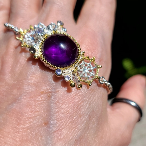 NEW Amethyst & Tanzanite 🕷 sterling spider & web bracelet - Picture 11 of 11